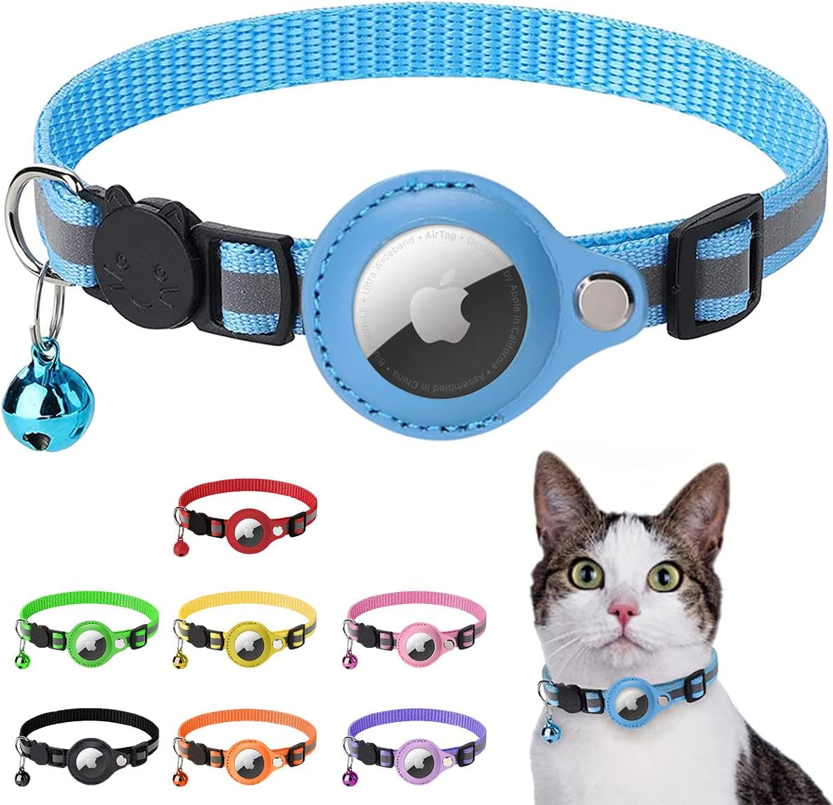 Collier AirTag Chat avec support intégré – Sécurisé & Réfléchissant