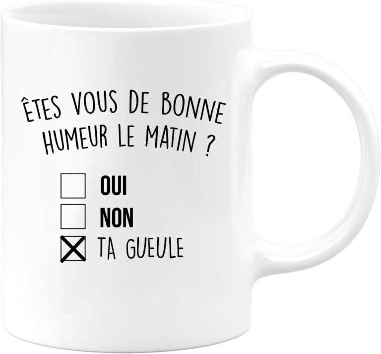 Mug humoristique Bonne humeur ta gueule – Cadeau original