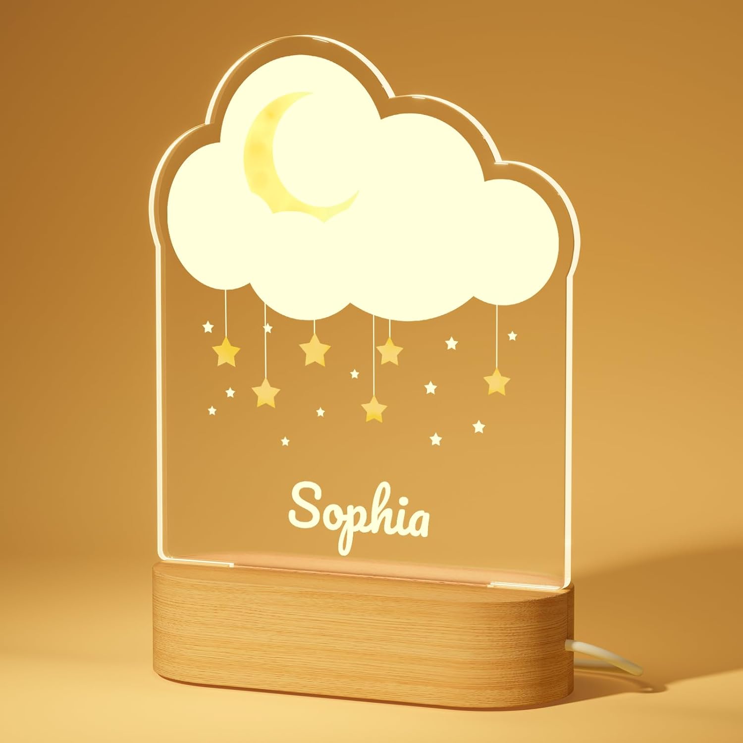 Veilleuse personnalisée bébé – Cadeau naissance ou baptême avec prénom et éclairage LED doux