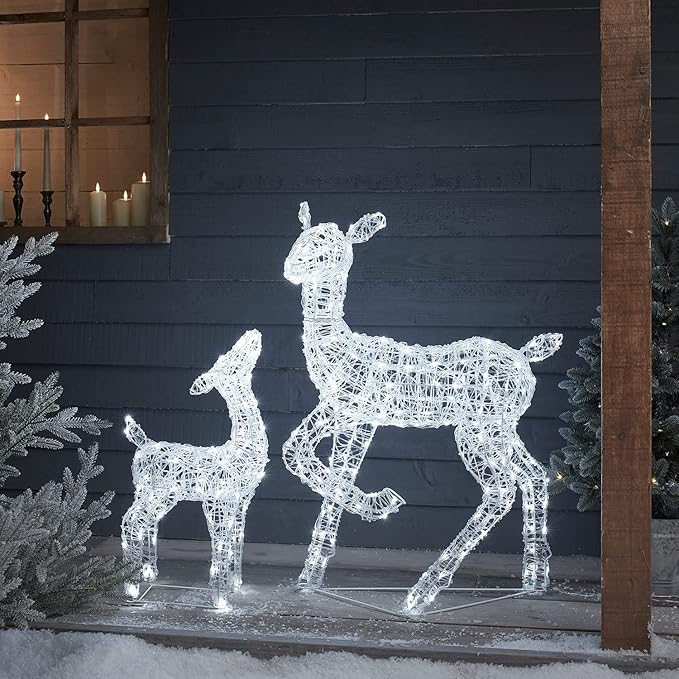 Lot biche et faon lumineux Noël