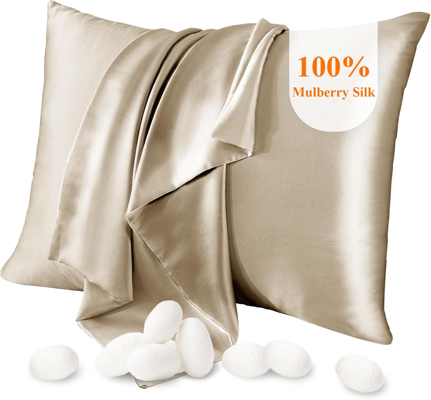 Taie d’oreiller en soie de mûrier – Douce, lisse & hypoallergénique