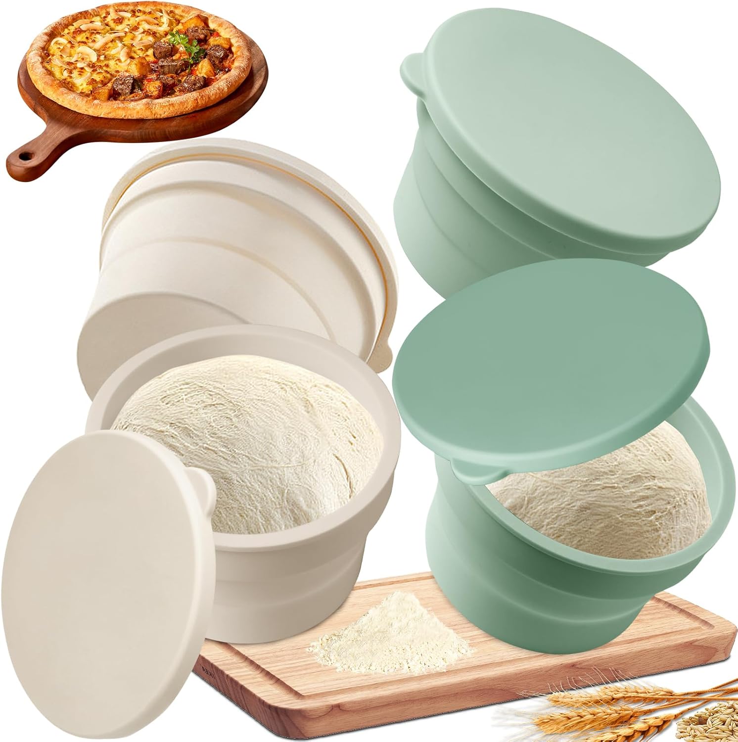Boîte fermentation pâte à pizza Rigidstone silicone x4