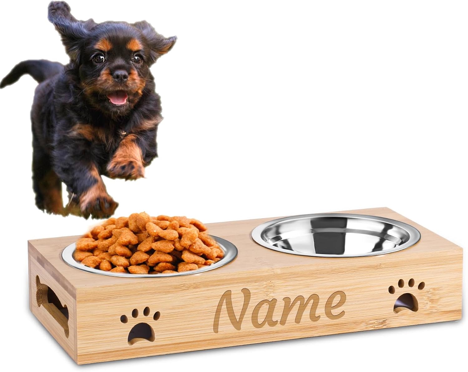 Gamelle personnalisée chien & chat CGFN en bambou inox