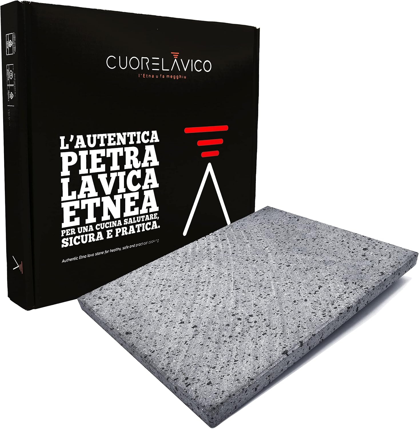 Plaque pizza en pierre de lave Etna Cuore Lavico 39x30 cm