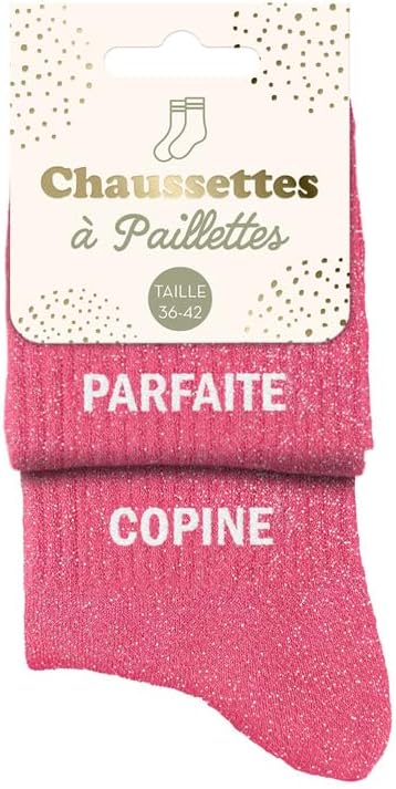 STC Chaussettes Pailletées Duo Parfaite Copine – Rose – 2 Paires