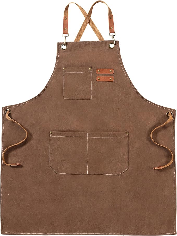 Tablier FunChaos toile unisexe avec poches et sangle croisée