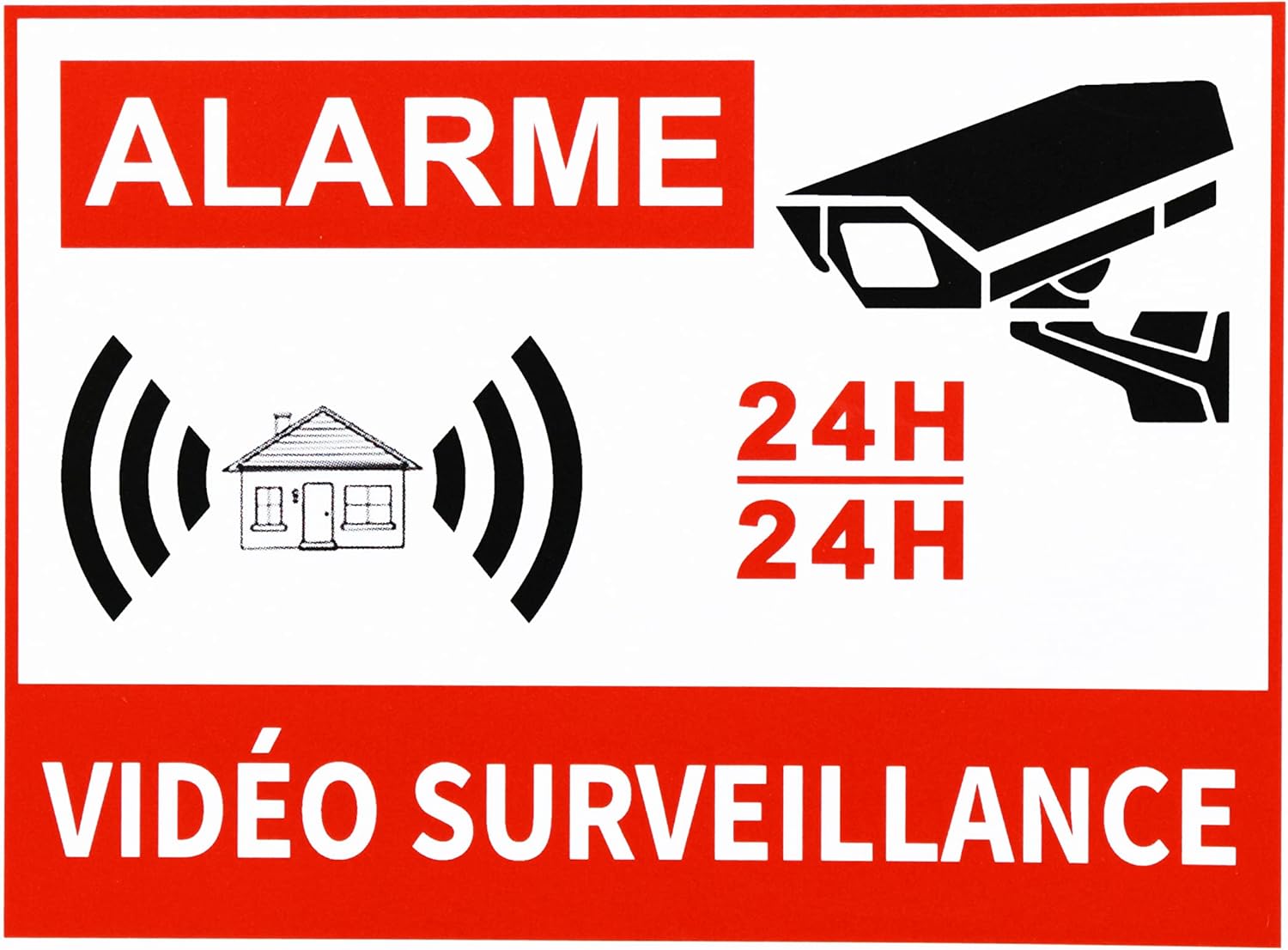 Autocollants Alarme Maison Vidéosurveillance – Lot de 10 (8×6 cm)