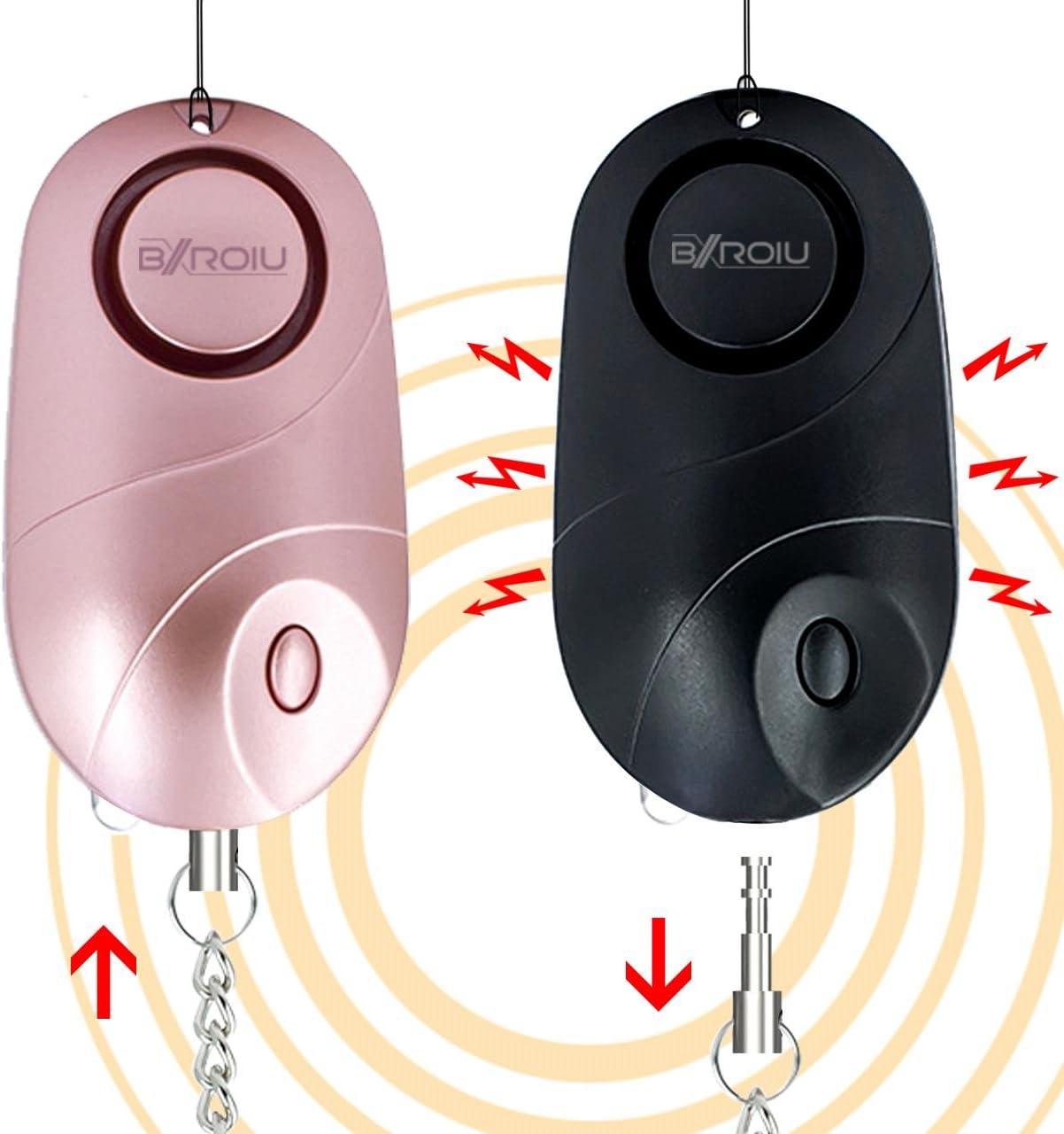 BXROIU Alarme personnelle 130–140 dB avec LED – Porte-clés (2x)