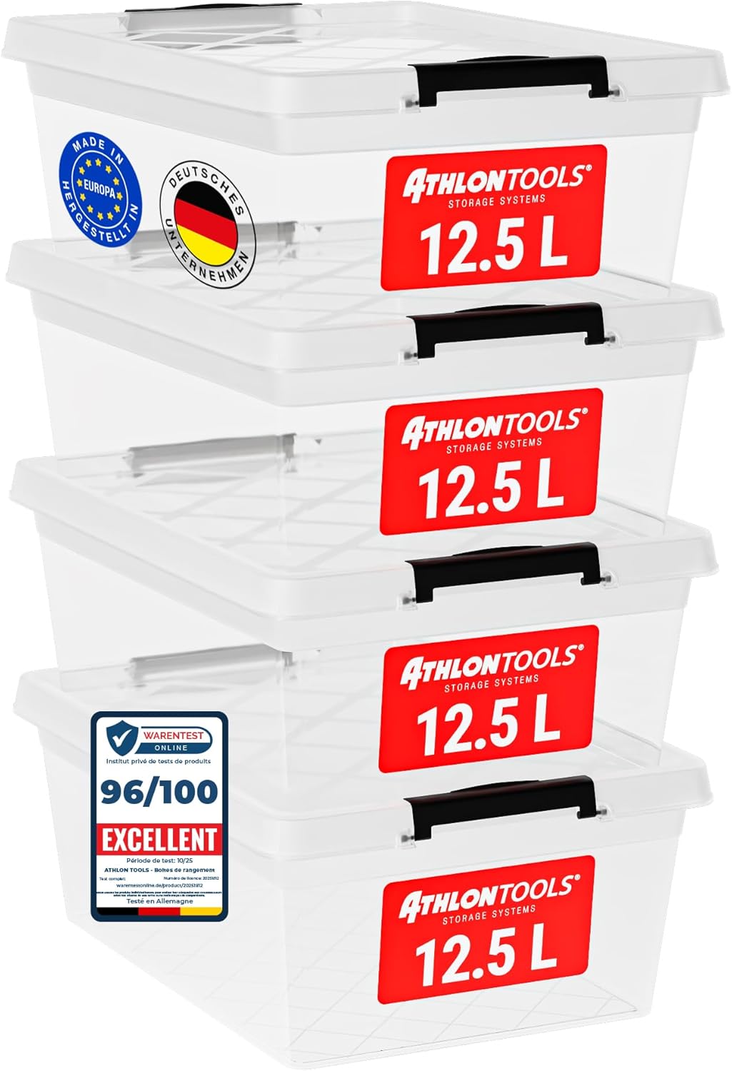Boîtes de rangement transparentes empilables avec couvercles
