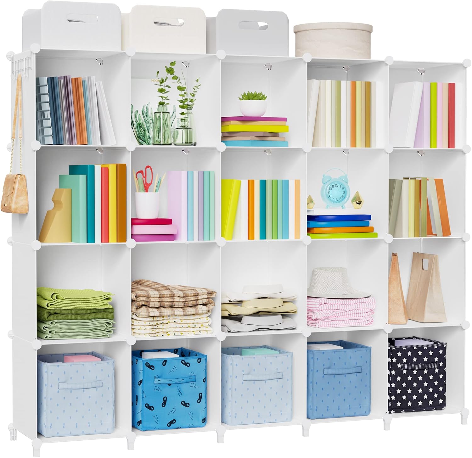 Meuble de rangement HOMIDEC 20 cubes empilables 30x30x30 blanc