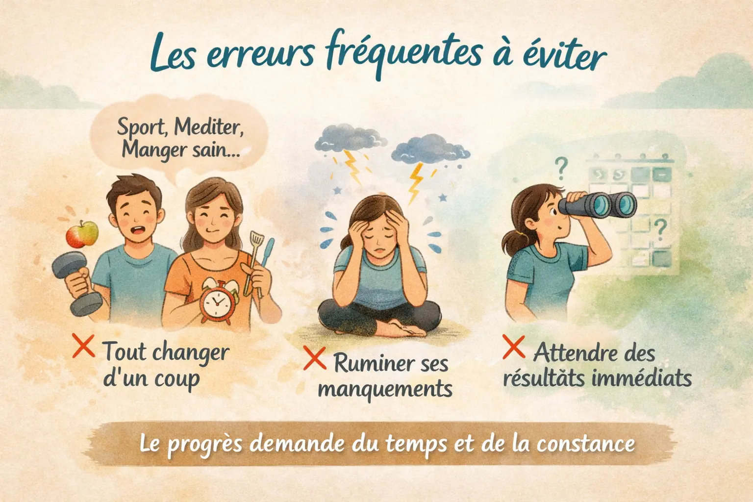 Les erreurs fréquentes à éviter quand on veut mettre en place des habitudes bien-être