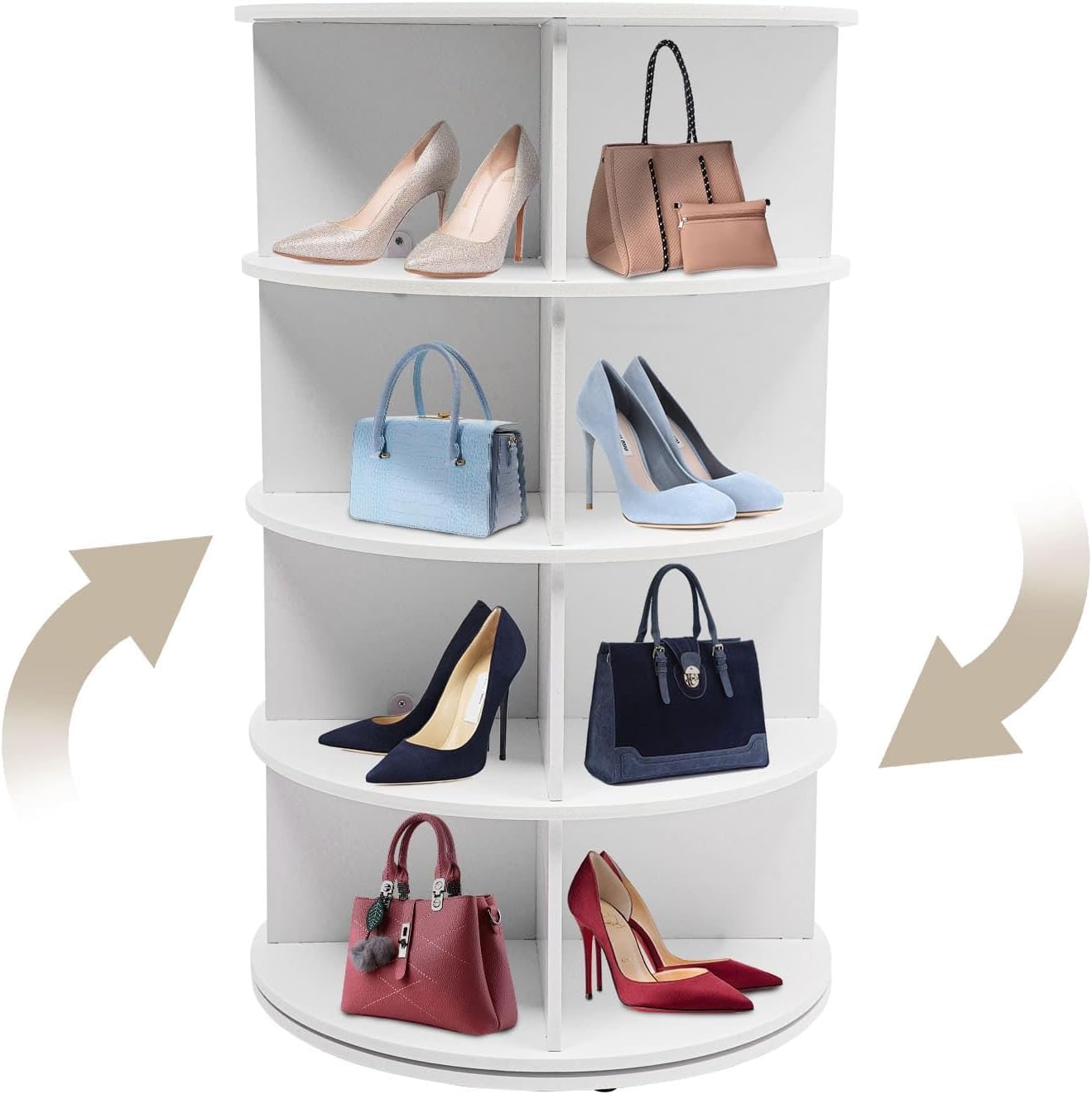 Étagère à chaussures rotative 360° 4 niveaux blanche range-chaussures vertical